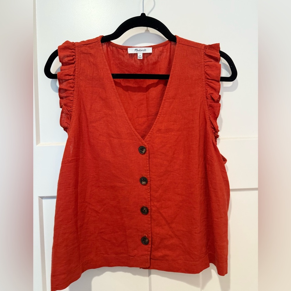 Madewell Sleeveless Cropped Linen Top, Size 10